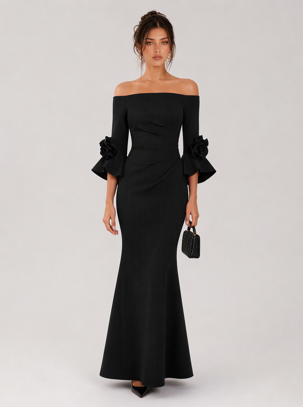 Zephrina Coralie off-shoulder flounced maxi dress in dark blue