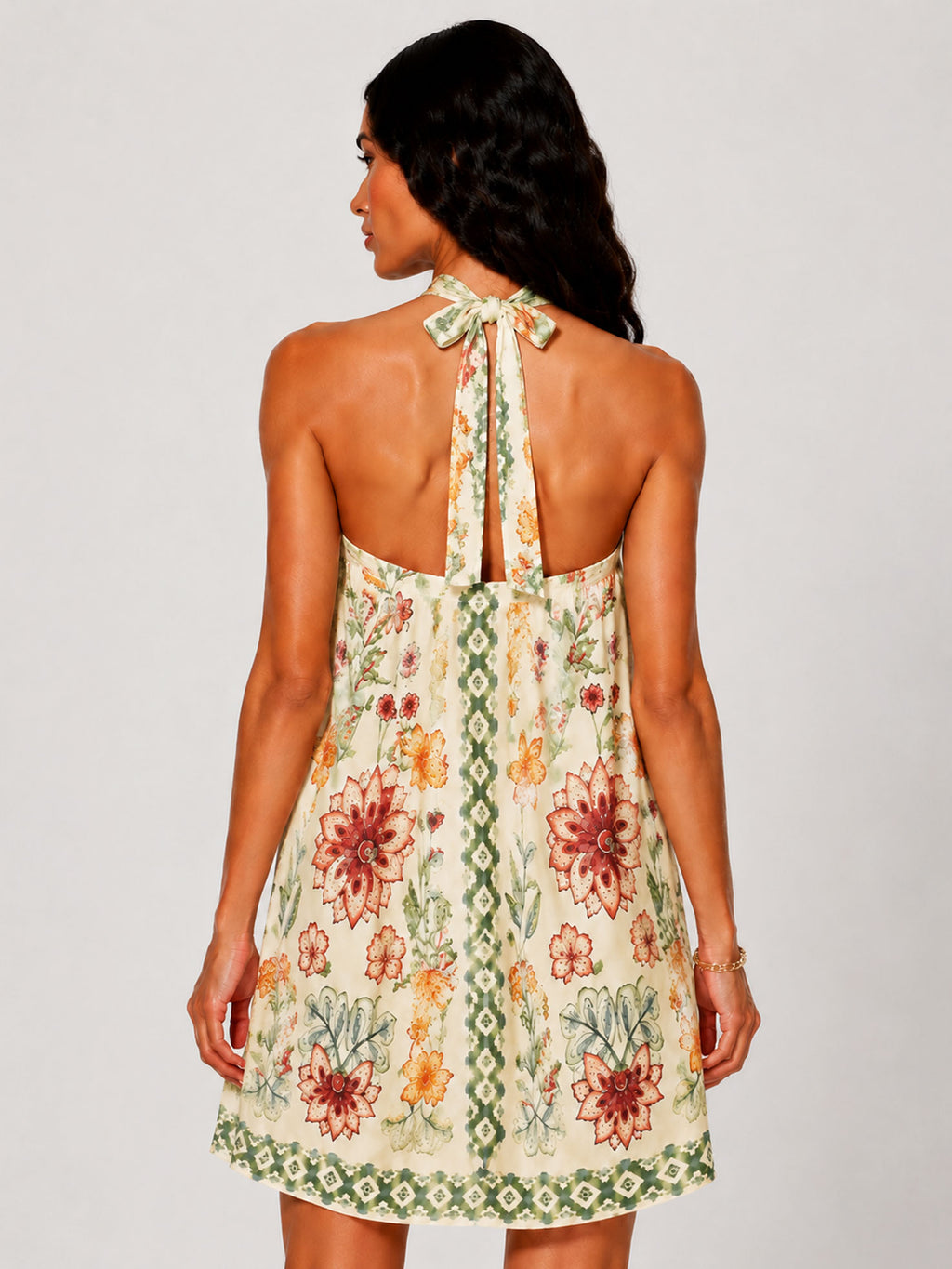 Zephrina Sienna Boho Halter Mini Dress
