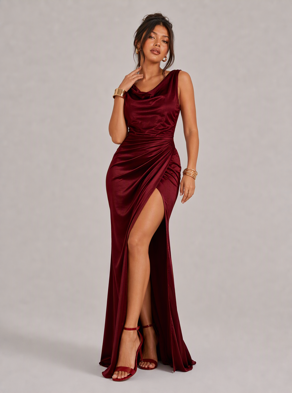 Vivia Cowl Slit Maxi Dress