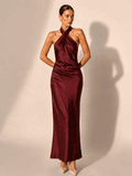 Cross Halter Sleeveless Maxi Dress