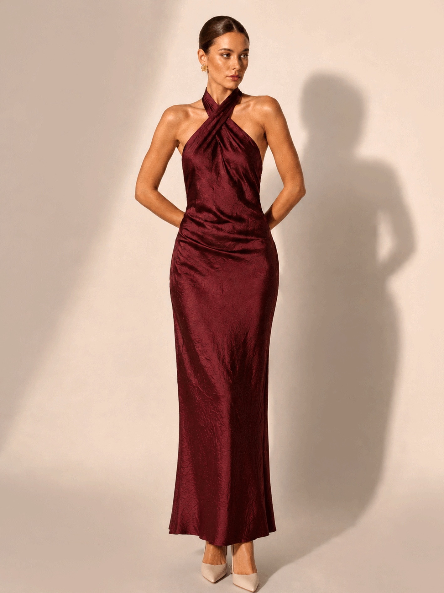 Cross Halter Sleeveless Maxi Dress