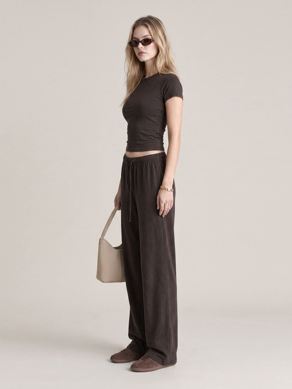 Fitted Short-Sleeve Tee & Straight-Leg Pants Set