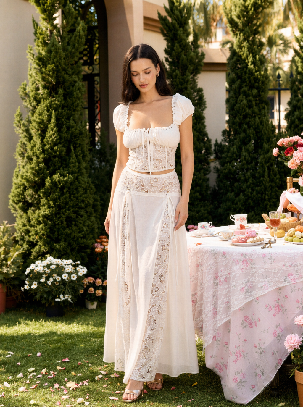 Aurelia Lace Crop Skirt Set