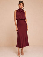 Betsy Draped Satin Midi Dress