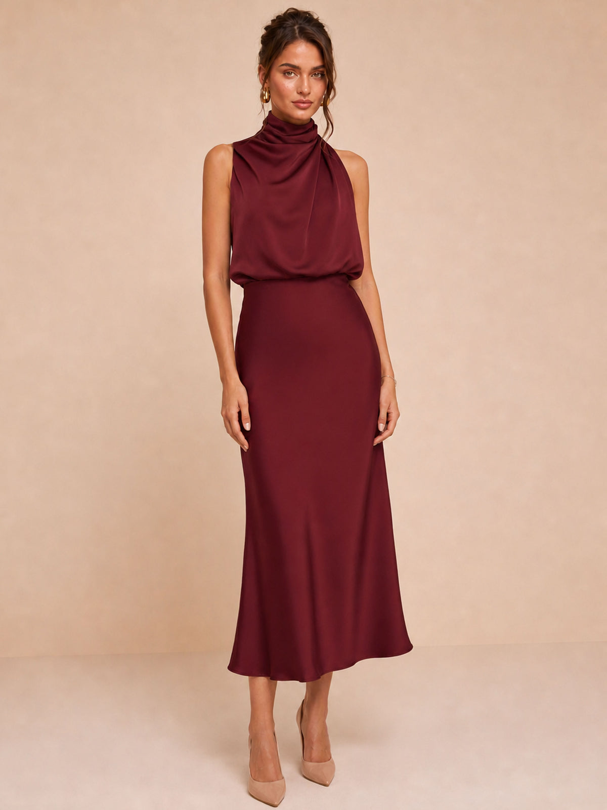 Betsy Draped Satin Midi Dress