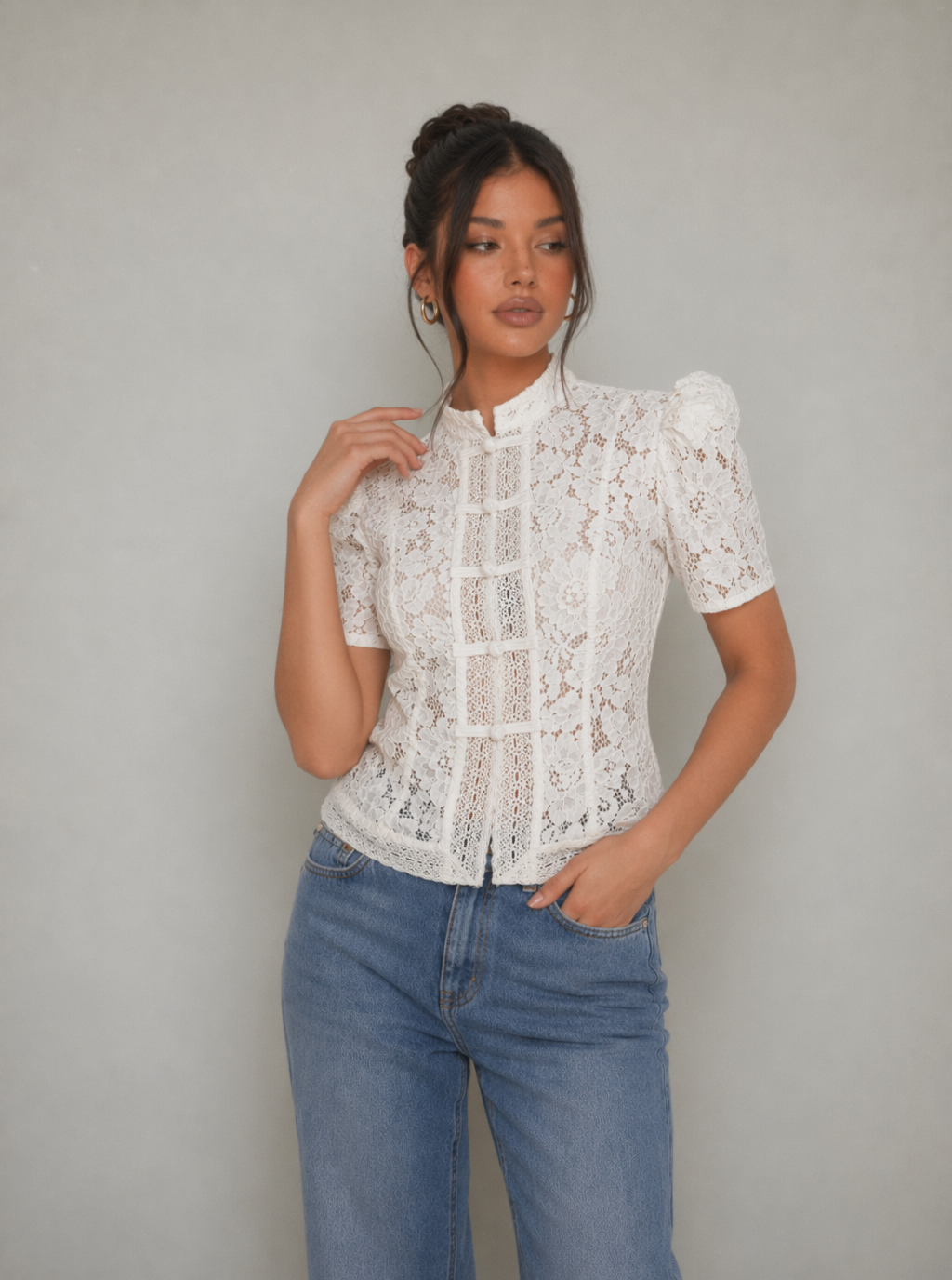 Cassandra Lace Mandarin Oberteil