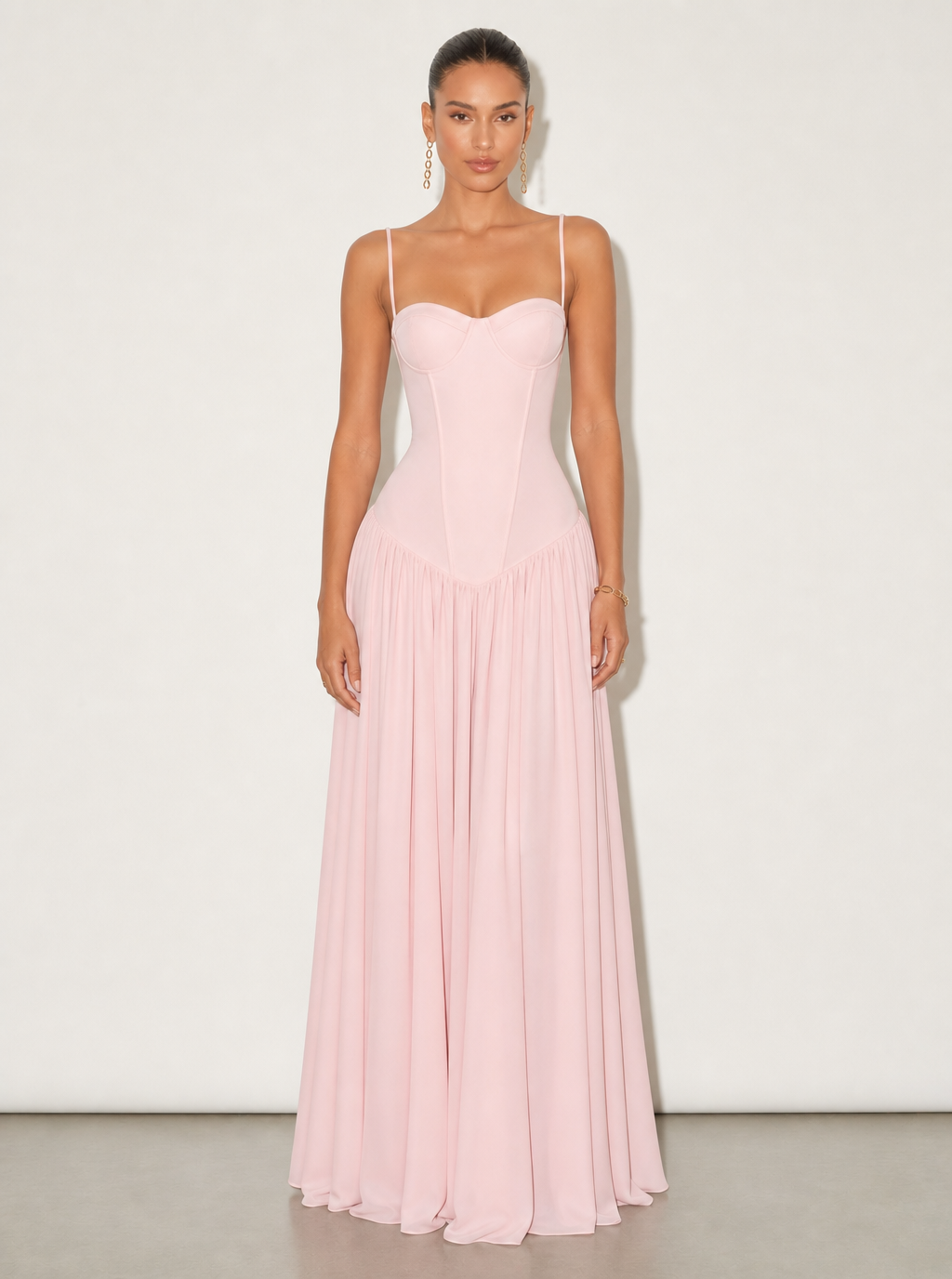 Abito lungo Colette in chiffon con corsetto