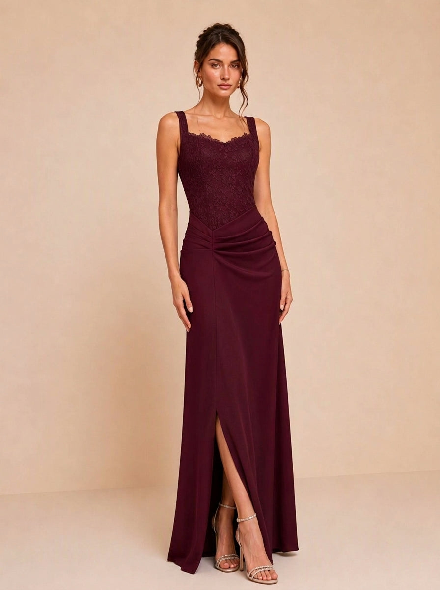 Katriel Lace Trim Slit Maxi Dress