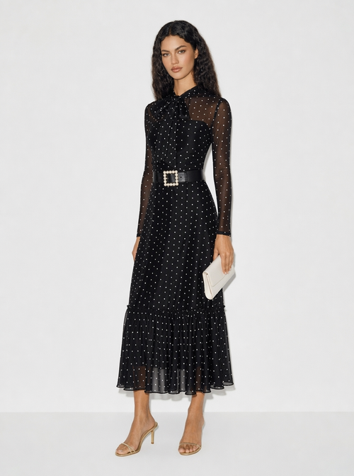 Amara Polka Dot Bow Maxi Dress