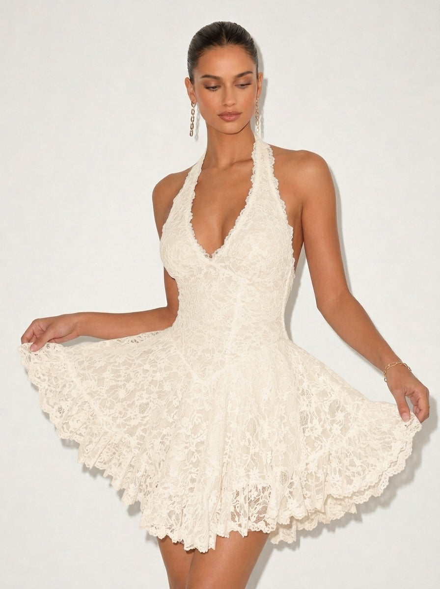 Ashley Lace Halter Mini Dress