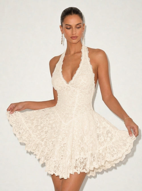 Ashley Lace Halter Mini Dress