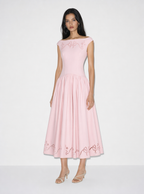 Andrea Embroidered Bow Midi Dress