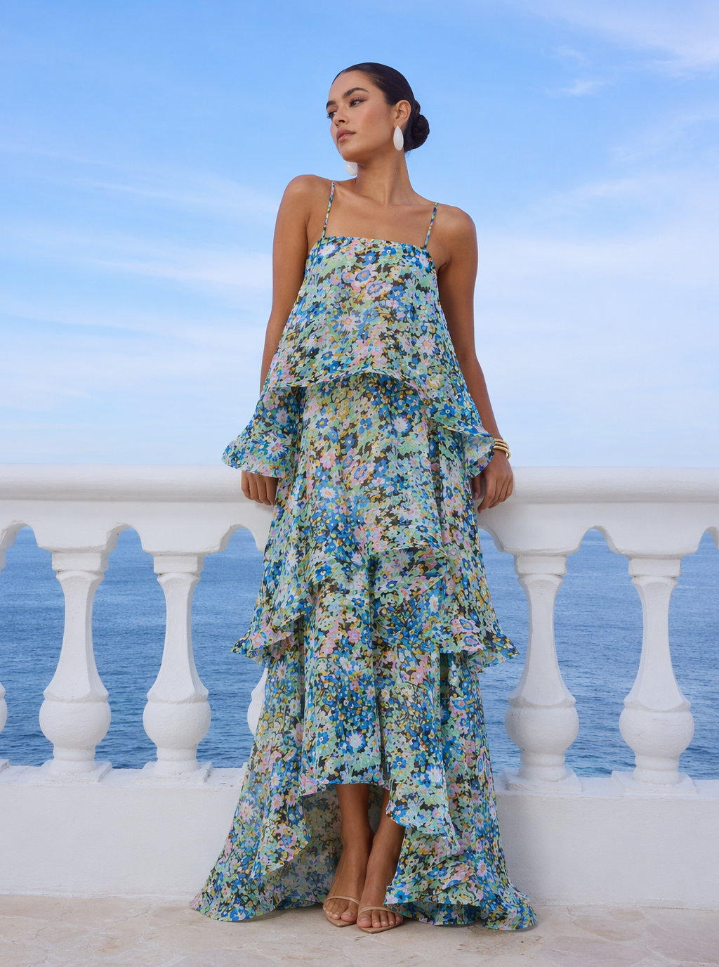 Maxikleid Molly mit Stufen und Blumenmuster