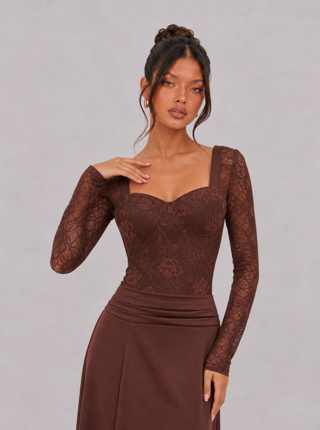 Wilhelmina Lace Sweetheart Maxi Dress
