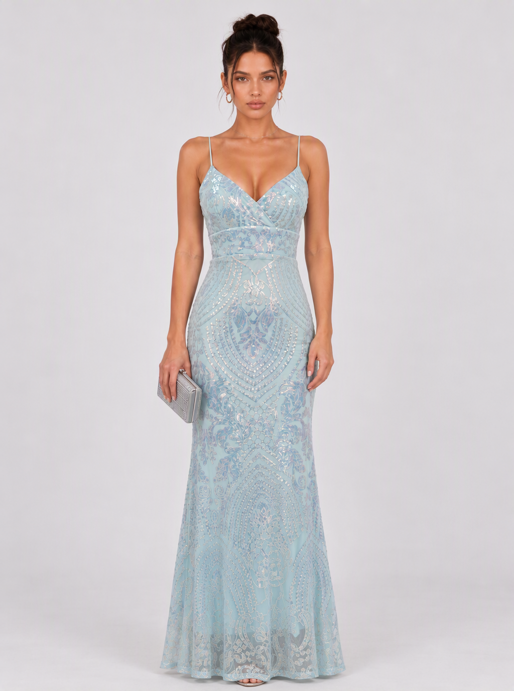 Celandina Patterned Sequin Maxi Dress