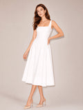 Square Neck A-Line Midi Dress