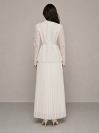 Adelina Pleated Lace Midi Dress