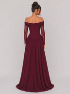 Moira Lace Sleeve Chiffon Maxi Dress