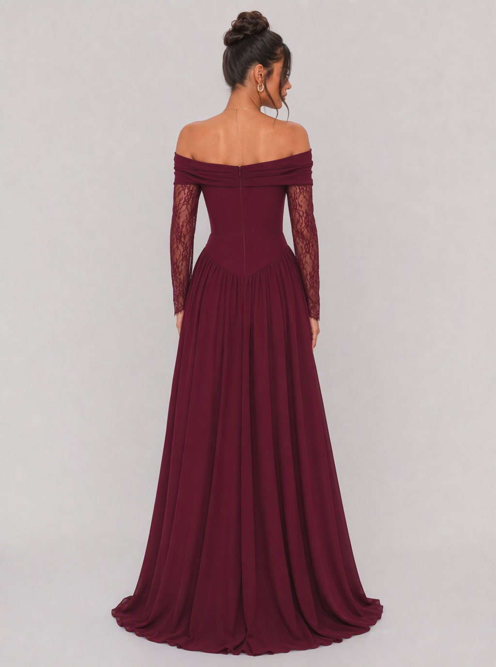 Moira Lace Sleeve Chiffon Maxi Dress