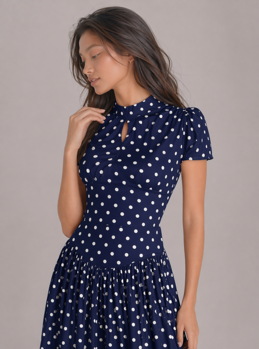 Allison Polka Dot Lace-Up Maxi Dress