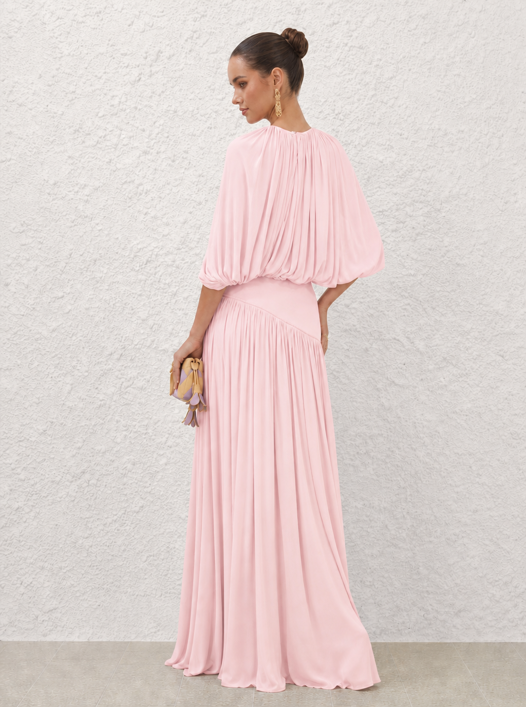Ensemble maxi Marcella plissé avec cape