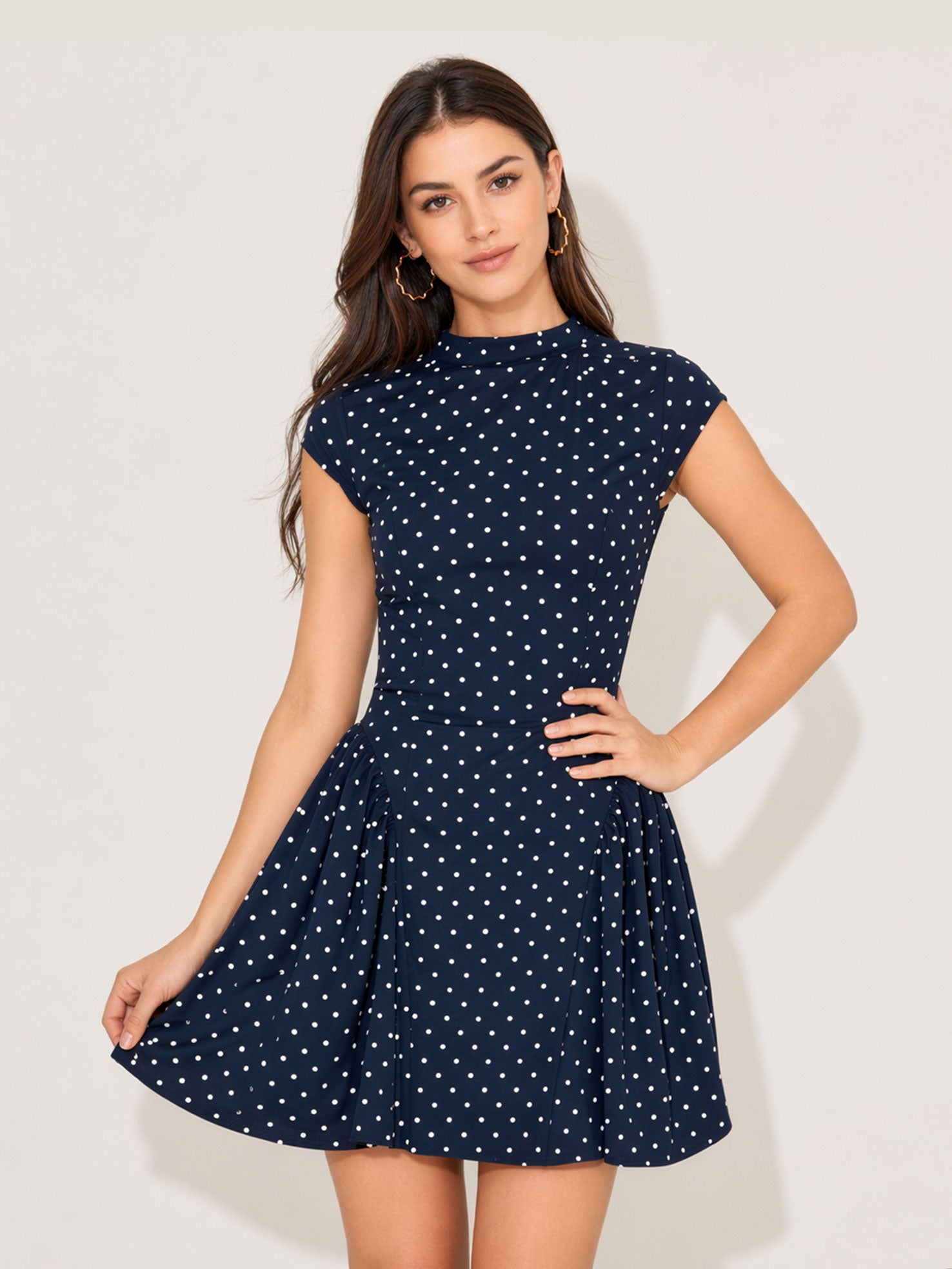 Cap Sleeve Gathered Mini Dress