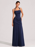 Helena Halter-Neck Maxikleid mit Raffungen