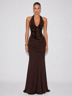 Vesper Sequin Halter Maxi Dress