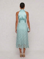 Leontine Rosette Satin Midi Dress
