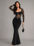 Zephrina Thomasina lace bodice maxi dress in black