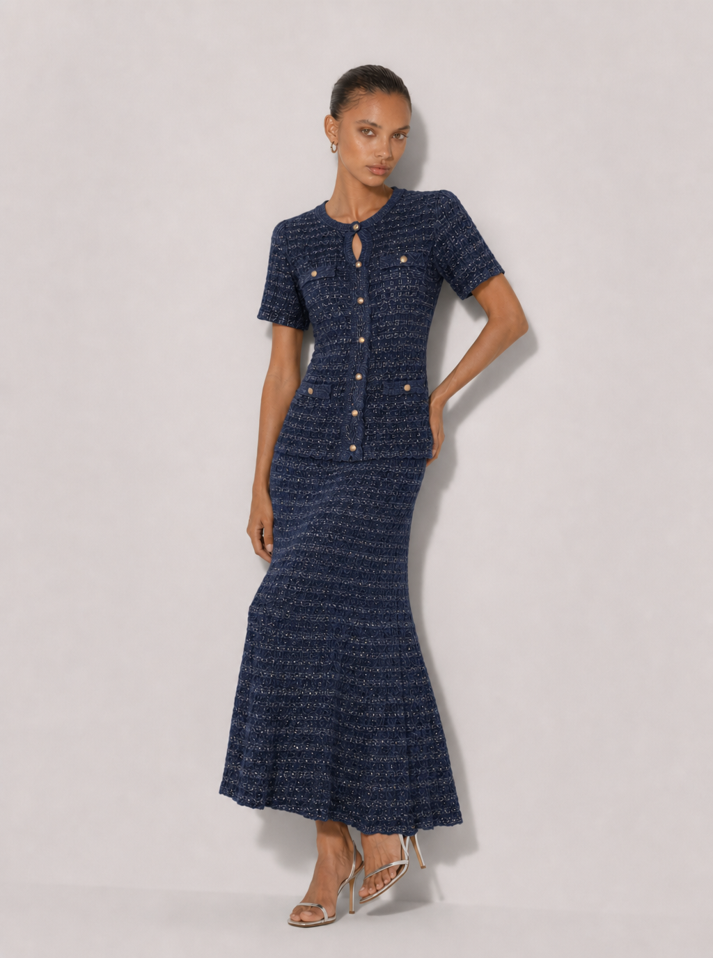 Georgia Metallic Knit Midi Dress