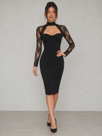 Zephrina Soline lace-yoke cutout midi dress