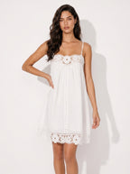 Zephrina Aminta lace trim mini dress in white