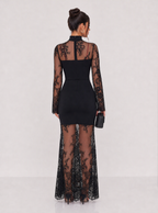 Zephrina Aubrielle sheer floral mesh maxi dress in black