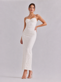 Zephrina Jessara strapless lace maxi dress in white