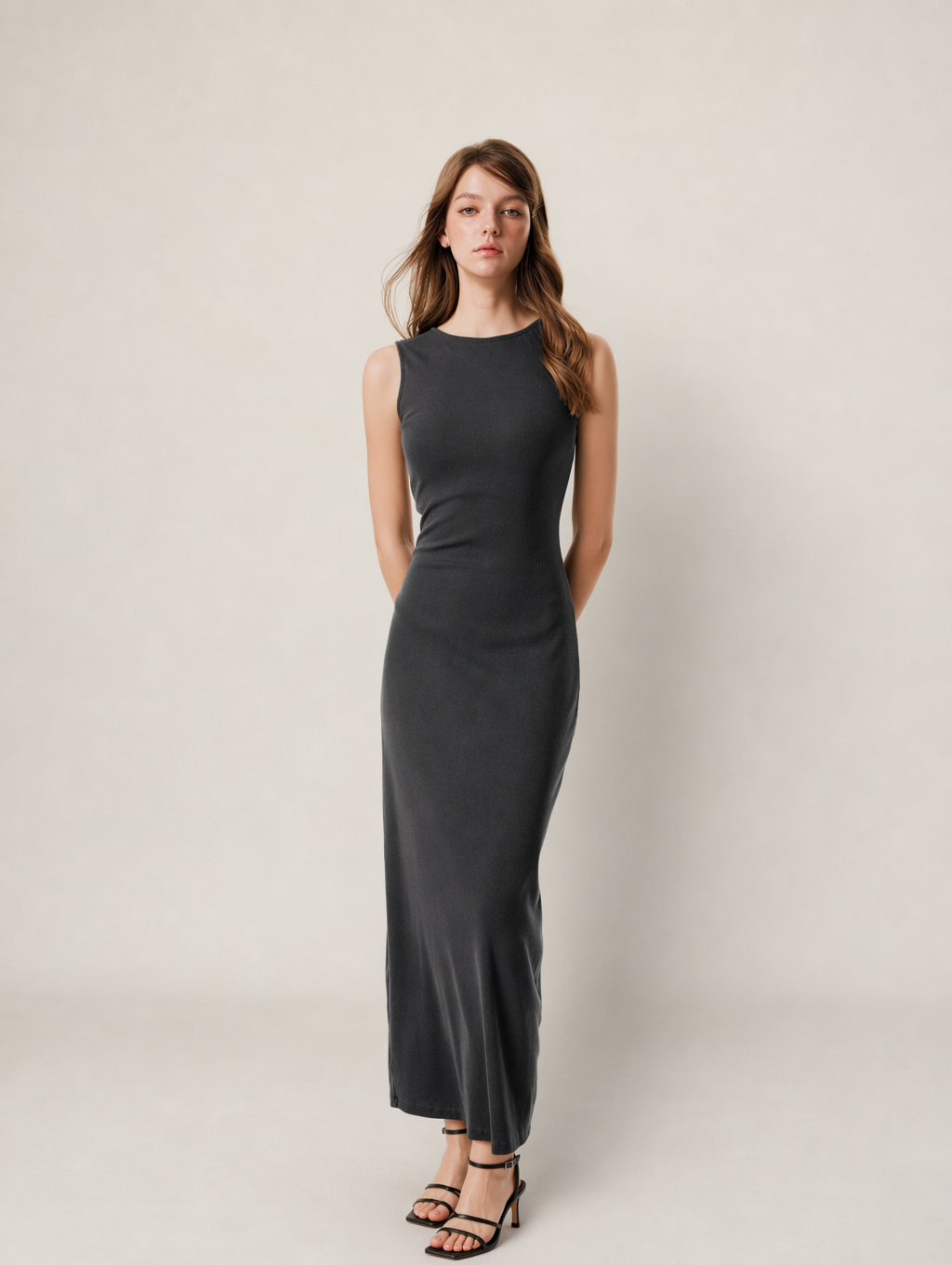 Sleeveless Ribbed Knit Maxi Dress