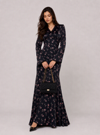 Zephrina Fressia floral lace maxi dress in black