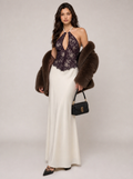 Zephrina Nicolette lace halter satin skirt maxi dress in black