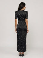 Zephrina Anouk lace plunge maxi dress in black