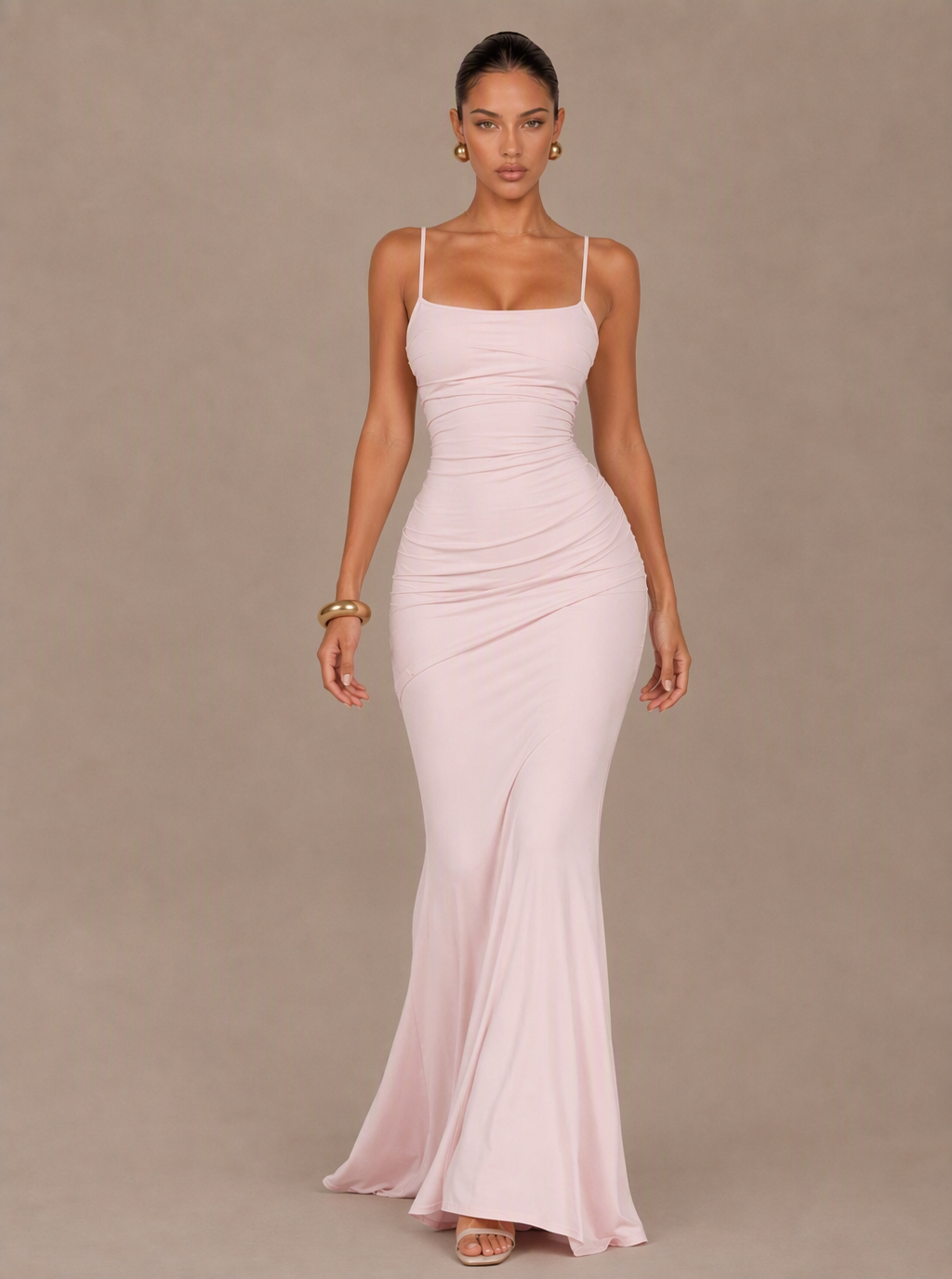 Wrenelle Ruched Knit Maxi Dress