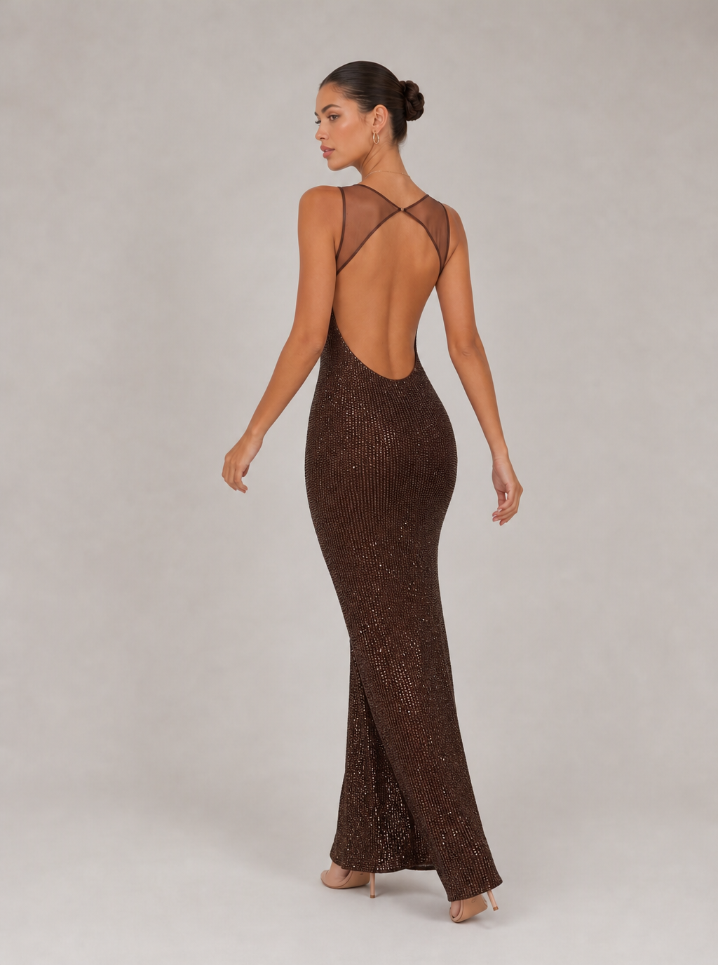 Zephrina Marcelline open-back shimmer maxi dress in red
