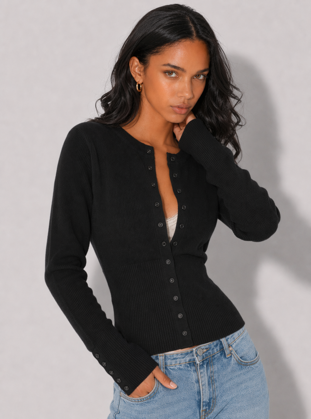 Zephrina Cassia ribbed button knit top in pink