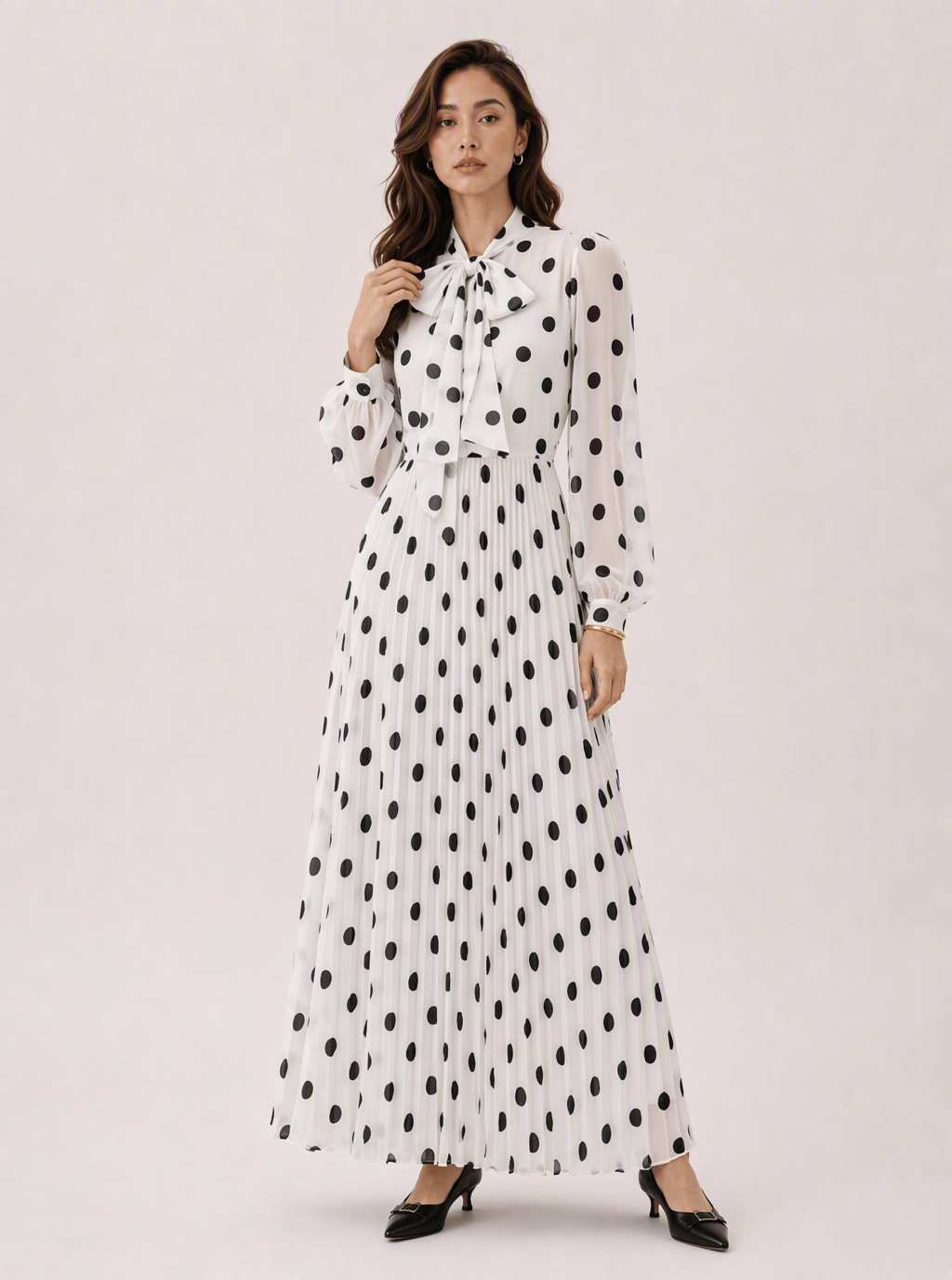 Marcelline Polka Dot Bow Maxi Dress
