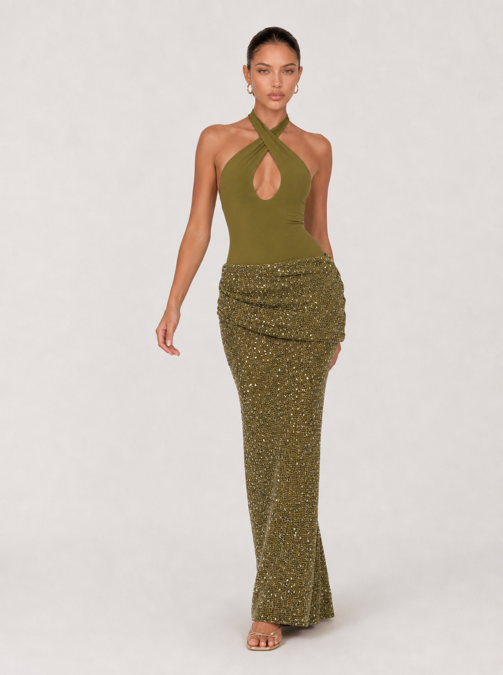 Zephrina Uvelisse draped knit maxi dress