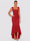 Zephrina Cassia floral texture maxi dress in red