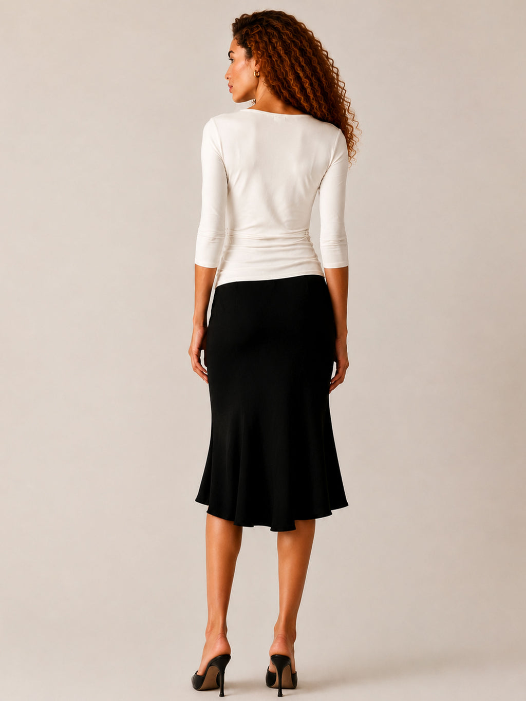 Deep V-Neck Wrap Long Sleeve Top