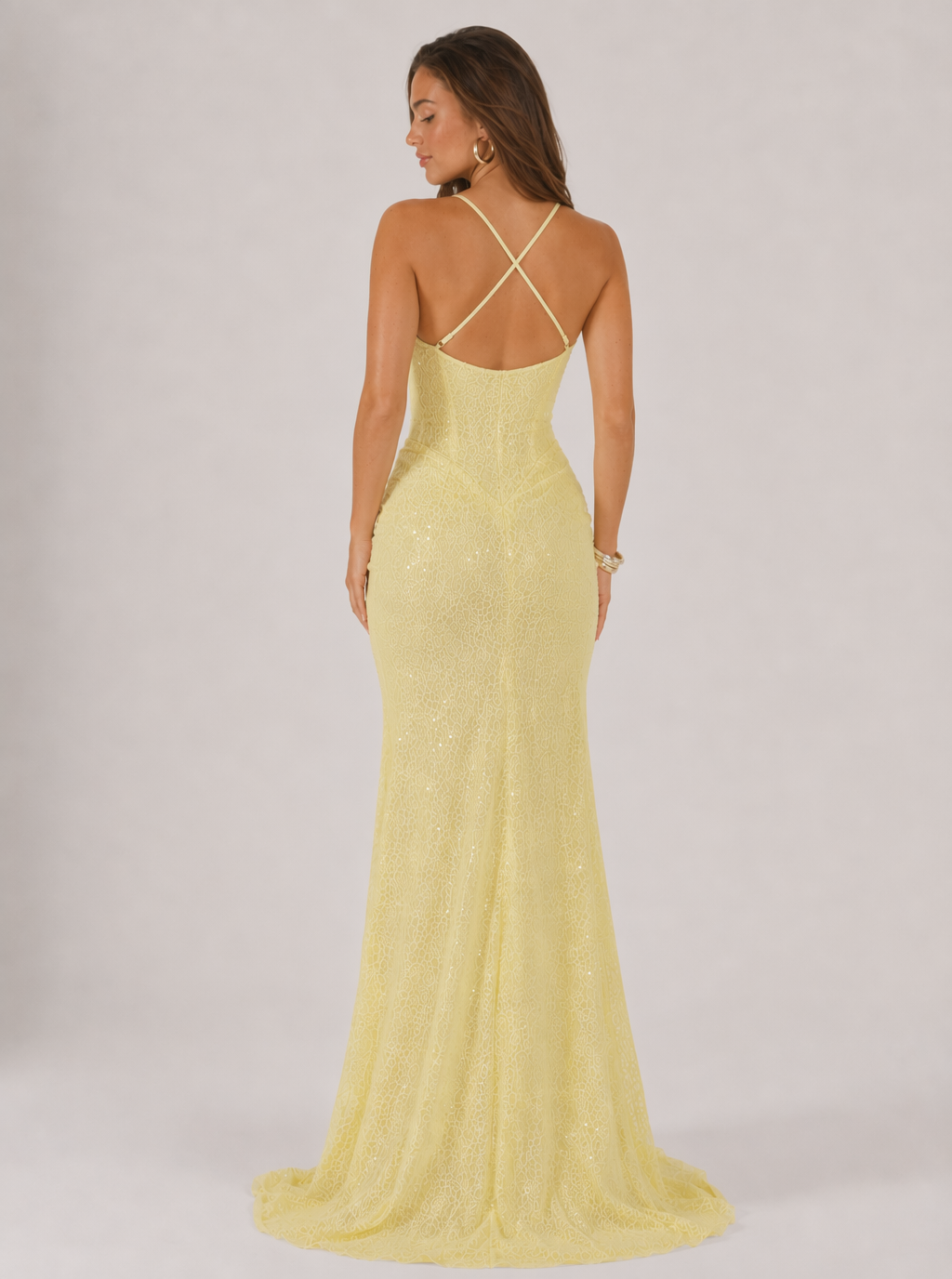 Serelle Pailletten-Spitzen-Neckholder-Maxikleid