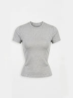 Hallie Basic Cropped T-Shirt mit Rundhalsausschnitt