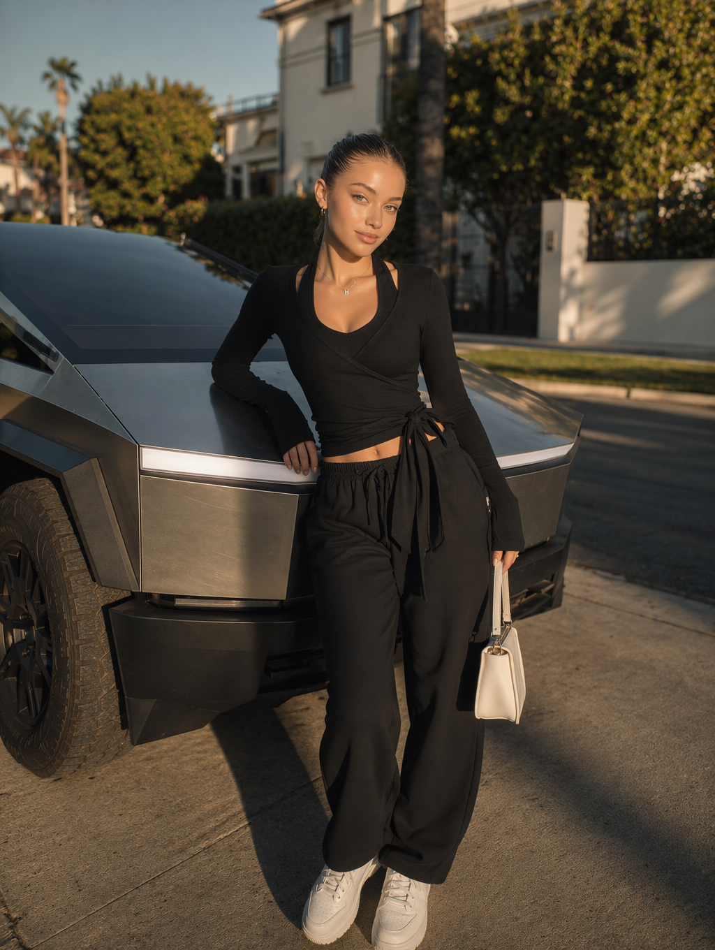 Ballet-Inspired Wrap Long-Sleeve Crop Top