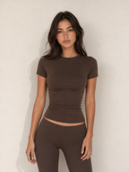 Barbara Basic Rundhals Cropped T-Shirt